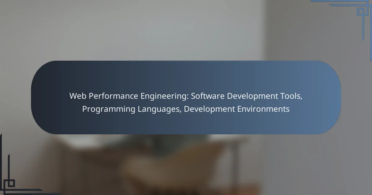 Web Performance Engineering: Software Development Tools, Programming Languages, Development Environments