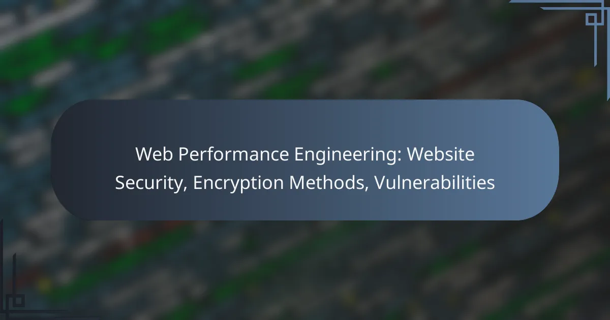 Web Performance Engineering: Website Security, Encryption Methods, Vulnerabilities