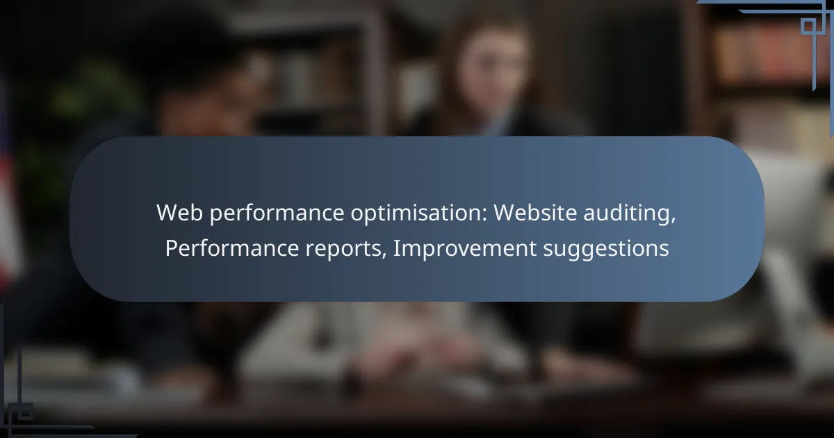 Web performance optimisation: Website auditing, Performance reports, Improvement suggestions