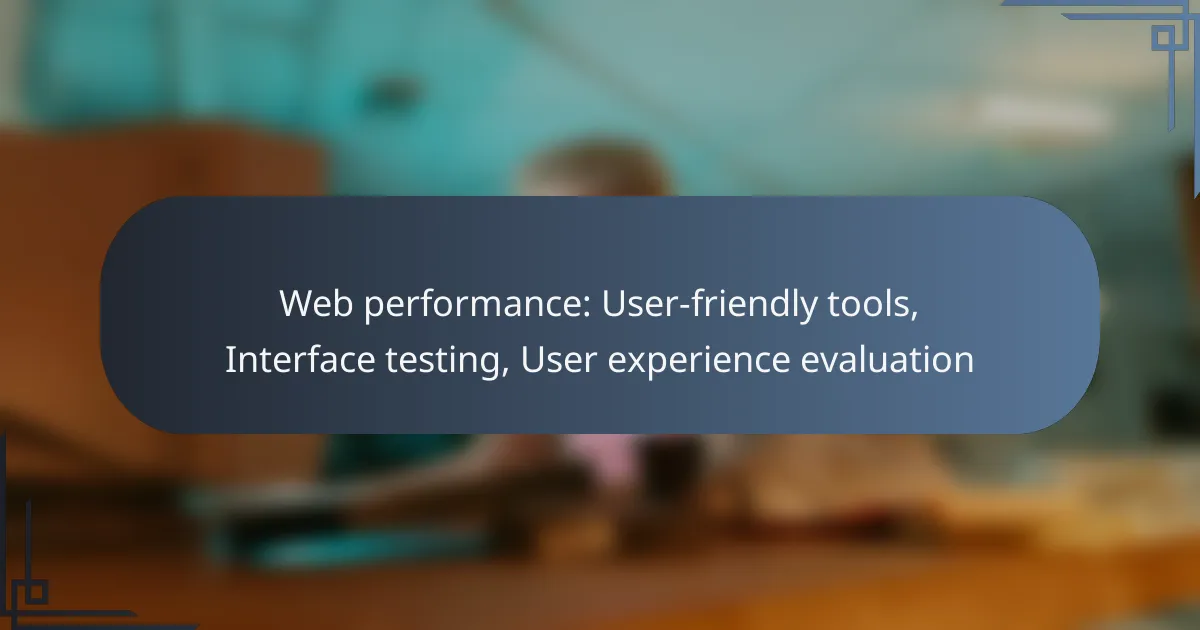 Web performance: User-friendly tools, Interface testing, User experience evaluation